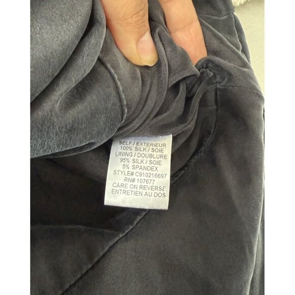 Alice + Olivia 100% Silk Navy Hook Eye Ruched Blazer Jacket Office Victorian S - Picture 9 of 11